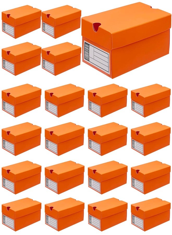 Foxtell 24 Pack Mini Sneaker Boxes for Party Favors 6.1 x 3.9 x 2.6 Inch Mini Shoe Gifts Boxes for Candies Cookies Snacks Sports Small Gift Case with Label for Wedding, Holiday, Birthday Party Favor (Orange) - Image 1